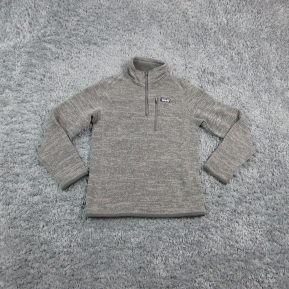 Patagonia Pullover Unisex Kids 10 Gray Fleece Mock Neck Quarter Zip Pockets